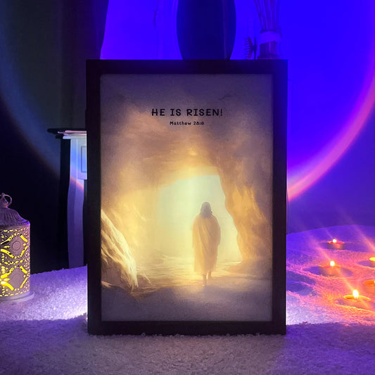 He Is Risen 2.0 - Framed Light Panel