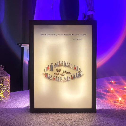 He Cares For You - Framed Light Panel