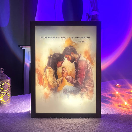 My Home Serves The Lord - Framed Light Panel